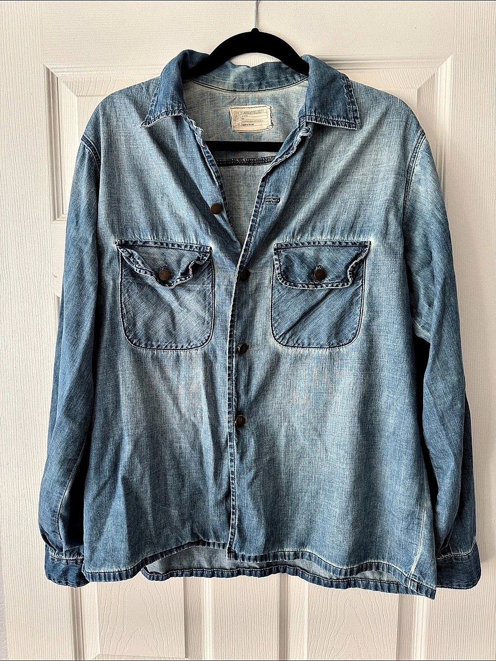 Current/Elliott Distressed Denim Button Front Shirt Size 1